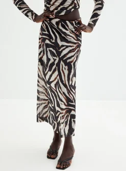 Zebra mesh maxi skirt