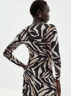 Zebra mesh round-collar top