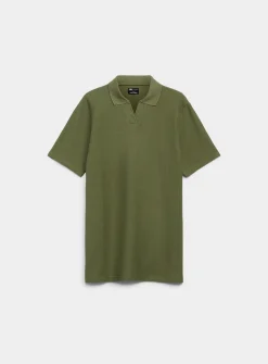 Zigzag jacquard Johnny collar polo