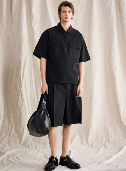 Zip point-collar shirt
