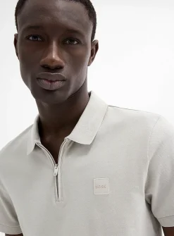 Zip-neck logo emblem polo