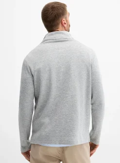 Zip-neck piqué-knit T-shirt