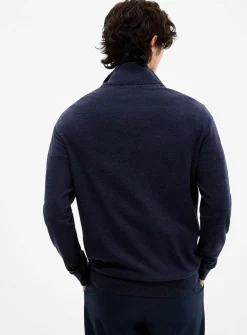 Zip-neck supple knit sweater