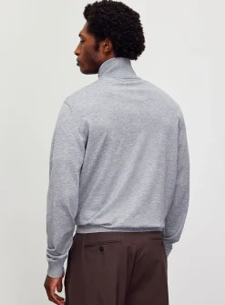 Zip-neck supple knit sweater