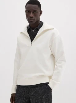 Zipped funnel-neck sweatshirt