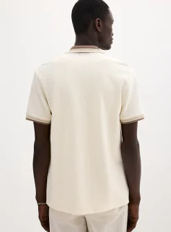 Zipped polo-collar waffled jersey cardigan