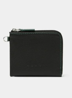 Zippered-closure leather wallet
