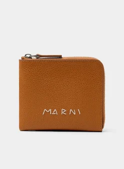 Zippered-closure leather wallet
